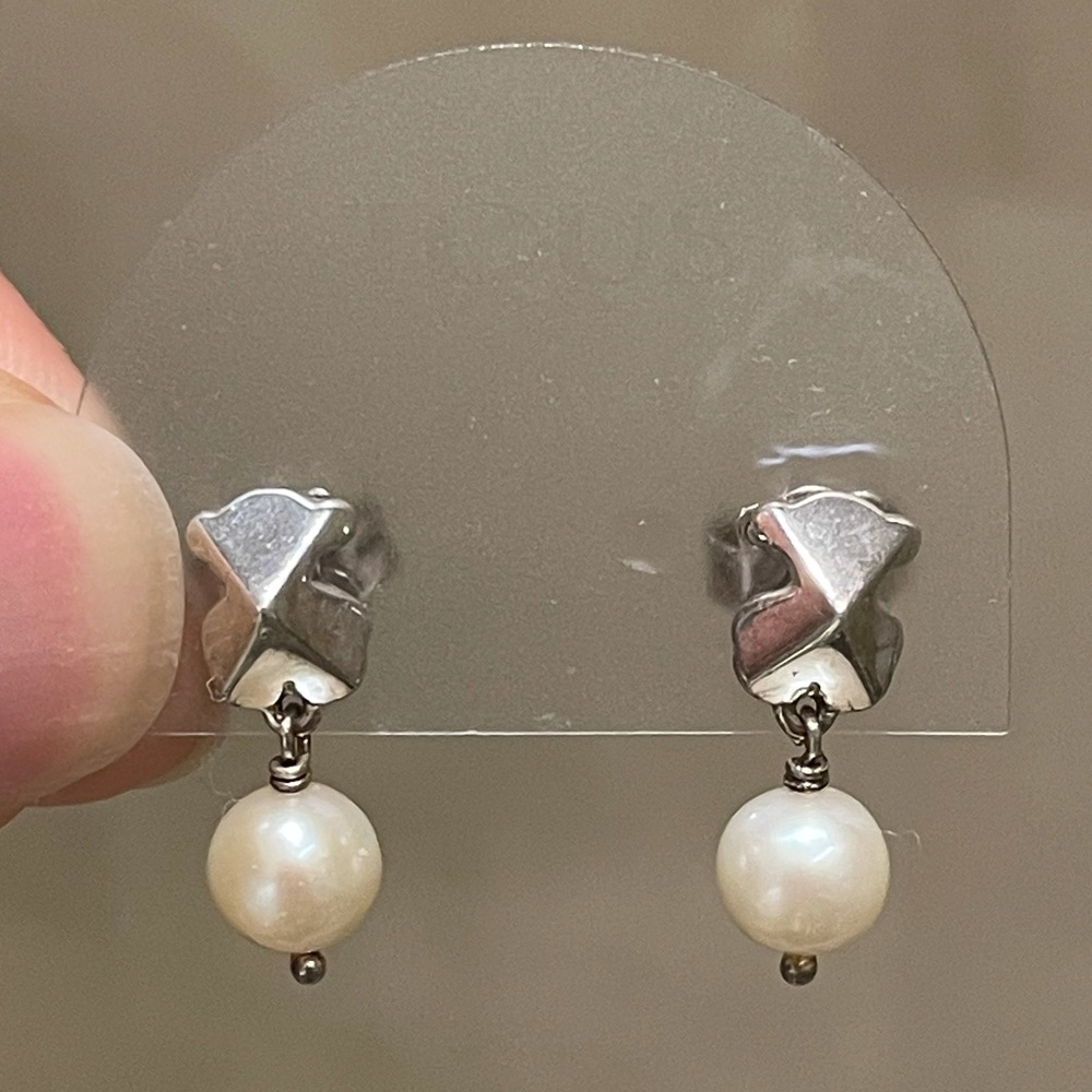 Tous 925 Silver Bear Pearl Earrings - NWOT